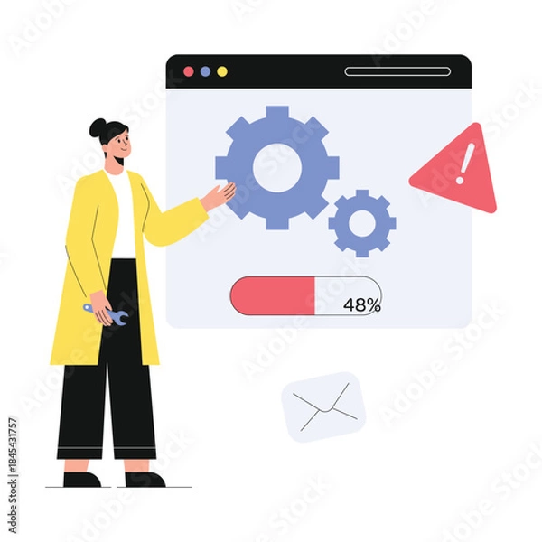 Obraz Website maintenance Vector Flat Illustration EPS 10 File	