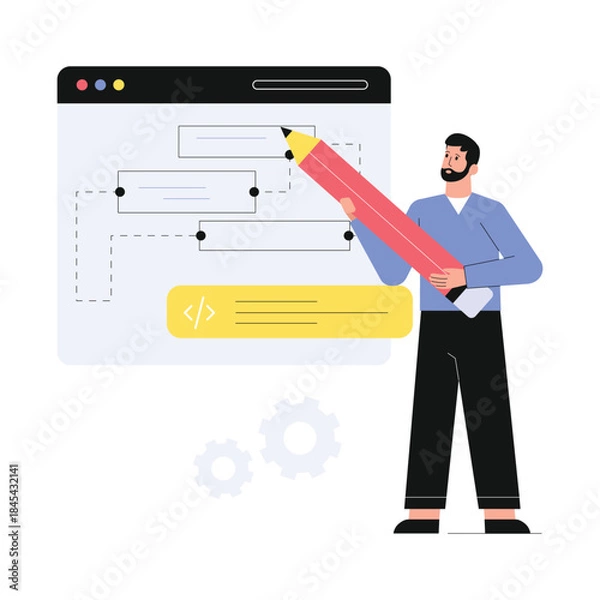 Obraz Developer  Vector Flat Illustration EPS 10 File	