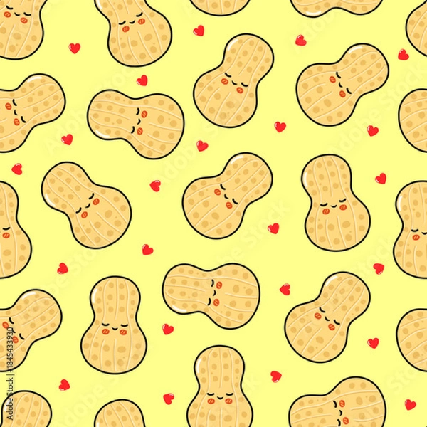 Obraz Cute cartoon peanuts seamless pattern with hearts