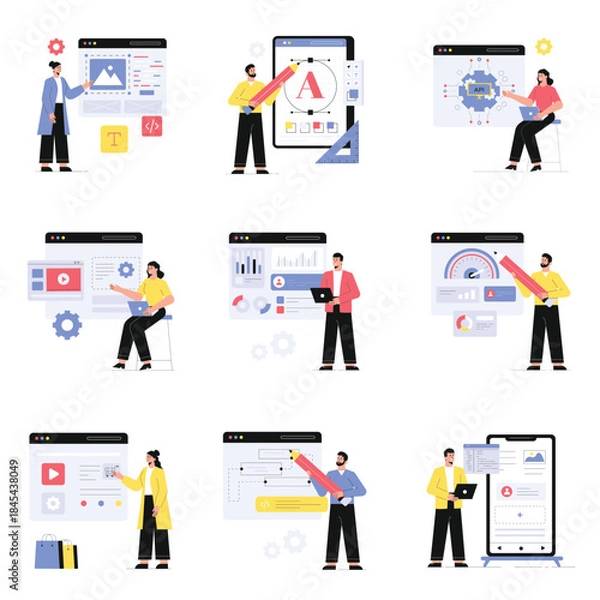 Obraz Development Vector Flat Illustration Set 2