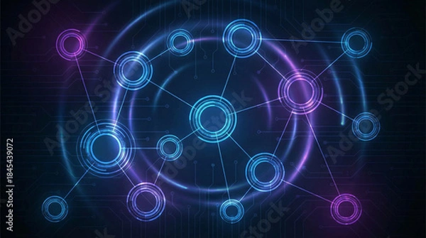 Obraz Abstract Technology Design with Circular Patterns and Neon Colors