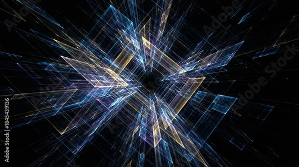 Obraz Abstract Technology Visualization with Blue and Yellow Light Effects