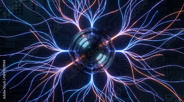 Obraz Abstract Technology Visualization with Electric Energy Patterns