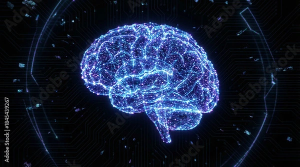 Obraz Digital Brain with Circuit Patterns in Technology Theme