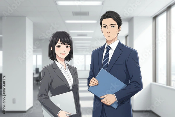 Obraz オフィスで働くビジネスマンの男女