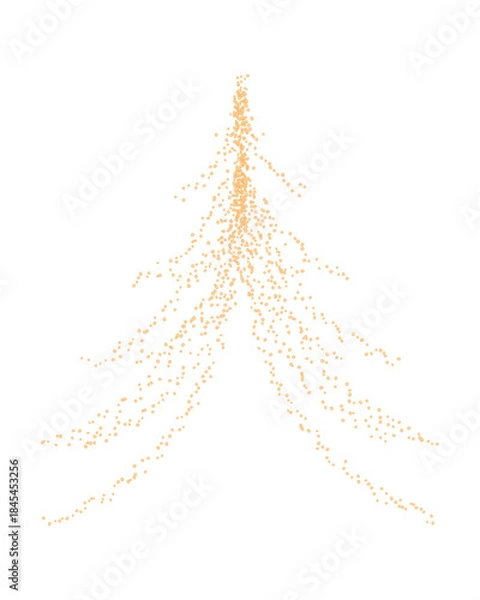 Obraz Abstract festive Christmas tree forming with golden glitter dots. Vector illustration