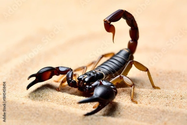Obraz Scorpion on sandy desert ground close up macro shot