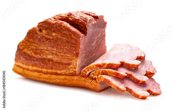 Obraz smoked pork close-up on a white isolated background