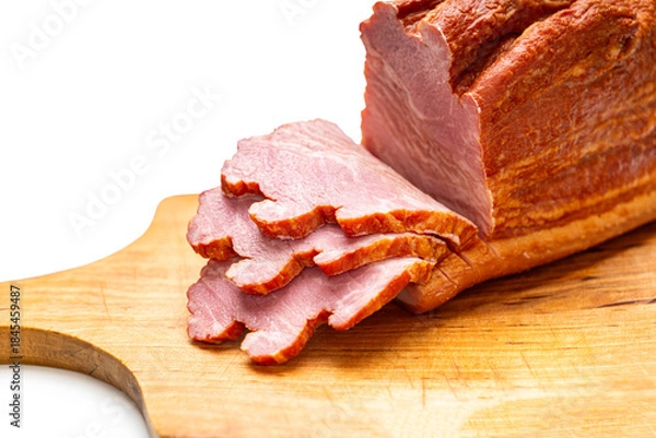 Obraz smoked pork close-up on a white background