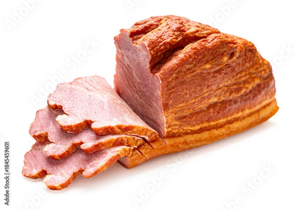 Obraz smoked pork close-up on a white isolated background