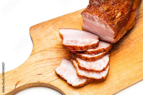 Obraz smoked pork close-up on a white isolated background