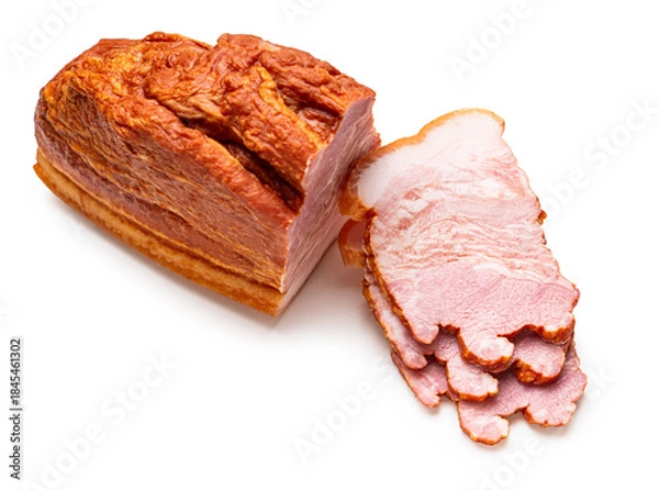 Obraz smoked pork close-up on a white isolated background