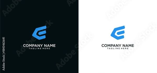 Obraz Initial letter E Technology logo design vector illustration