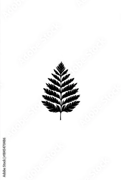Obraz Minimal fern logo icon in black silhouette style, isolated on a white or transparent PNG background. Ideal for branding, eco projects, botanical designs, logos, packaging, and modern nature-themed 