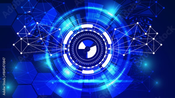 Fototapeta Centralized Data Processing and Network Node Technology Background