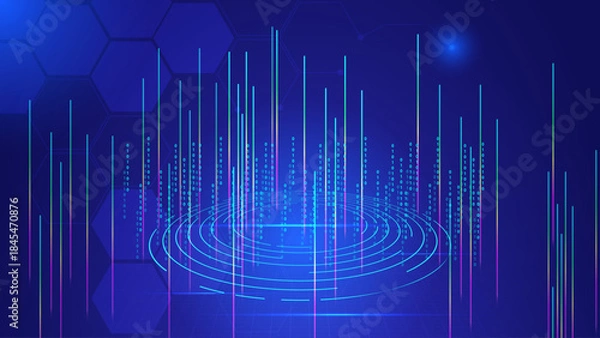 Obraz Abstract Data Visualization Background with Glowing Vertical Lines