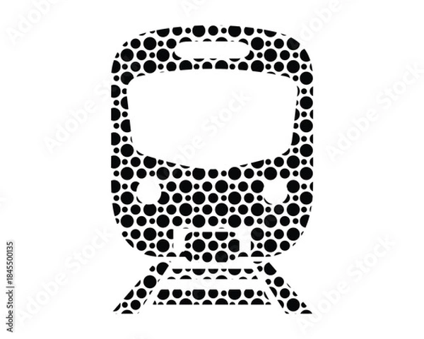 Obraz Front view of a train icon with a halftone pattern