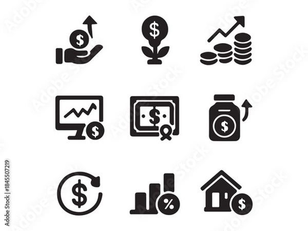 Obraz black and white icons set