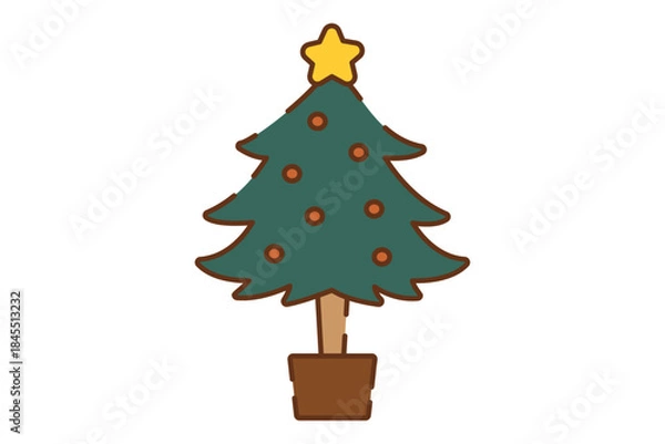 Fototapeta 手描き風のかわいいクリスマスツリー