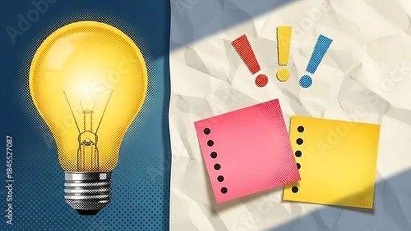 Fototapeta Idea generation and notes on crumpled paper background