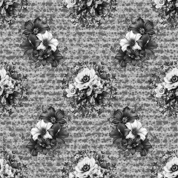 Obraz Rose, star pattern and background black and white