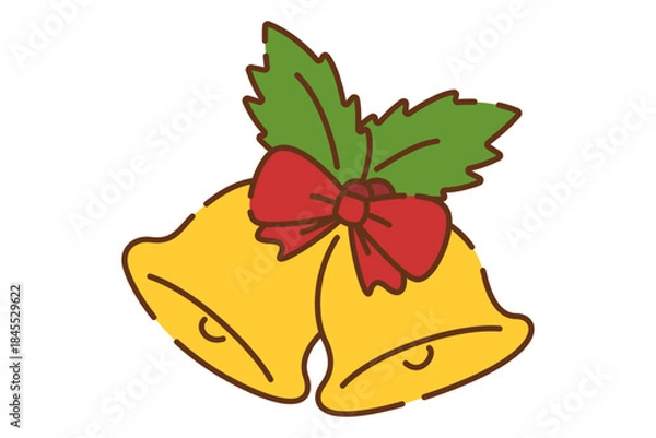 Fototapeta 手描き風のかわいいクリスマスのベル素材イラスト