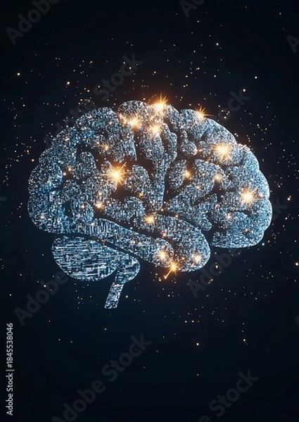 Obraz Illuminated human brain concept with glowing particles