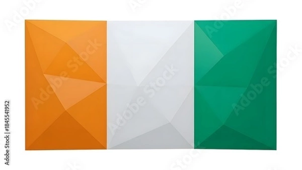 Fototapeta An artistic geometric representation of the Ivory Coast flag, featuring a stunning composition of orange, white, and green
