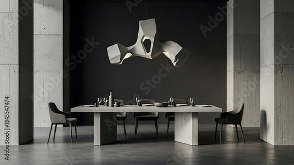 Fototapeta brutalist dining room design