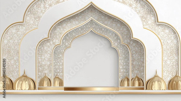Obraz Islamic Arch Architecture With Blank Ramadan Background