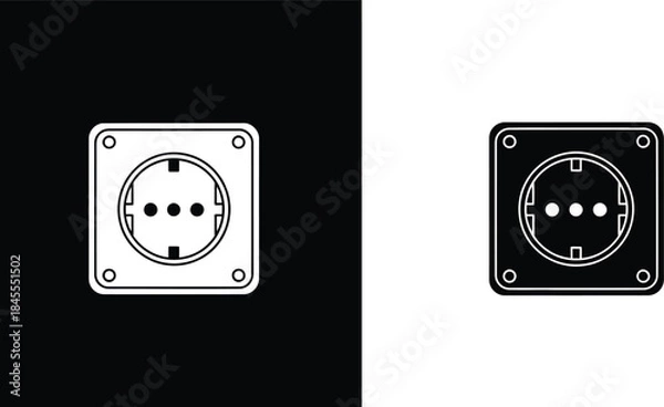Obraz Contrasting Black and White Images Featuring a SinglePhase AC Power Socket Outlet
