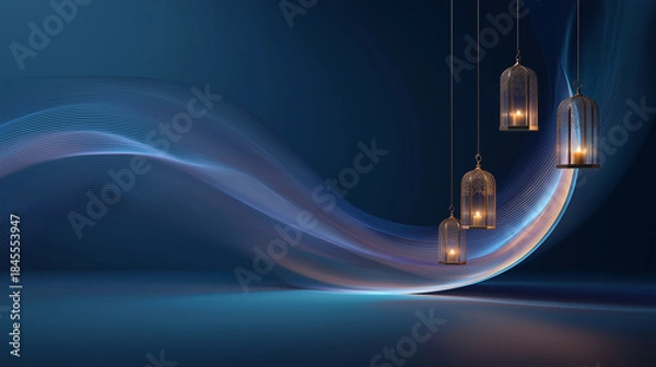 Obraz Islamic Ramadan Lanterns And Crescent Night Background
