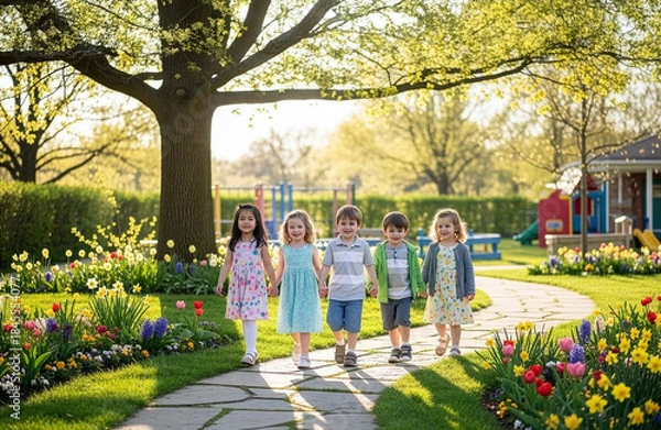 Obraz Joyful Spring Outdoor Activities Together