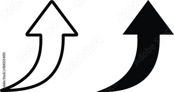 Obraz Two Upward Pointing Arrows, One Outline and One Solid, on White Background