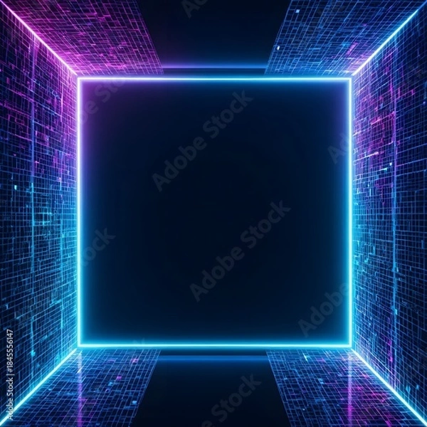 Obraz Neon Grid Digital Room