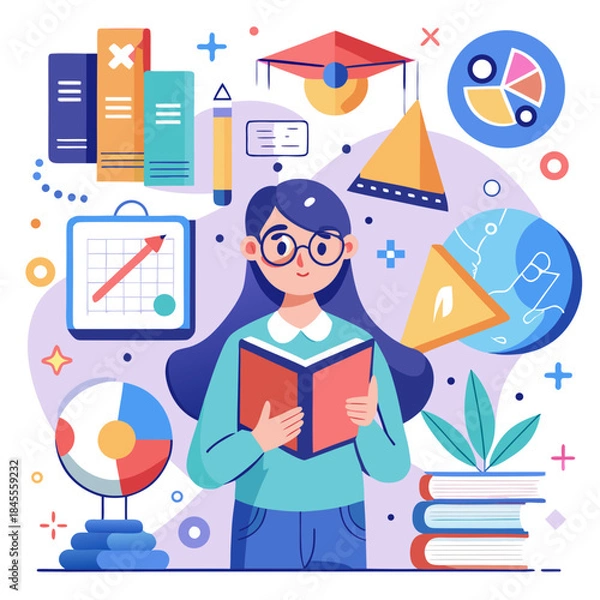 Obraz Math learning concept, vector graphics.