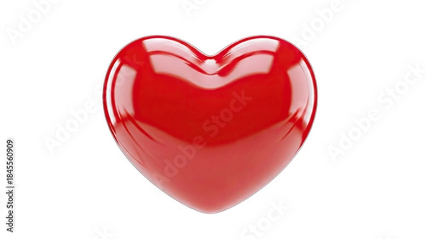 Obraz Red Glossy Heart Floating on White Background