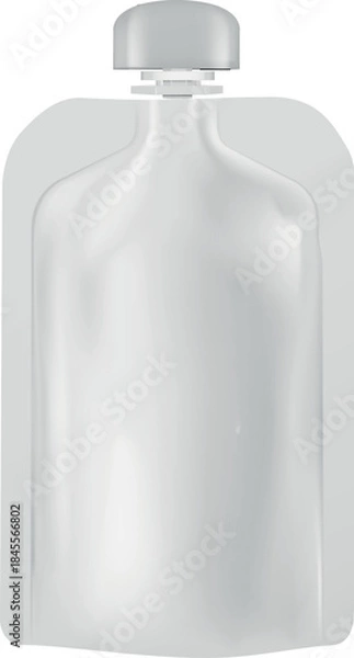 Fototapeta Blank flexible pouch up bag mockup with spout lid, vector realistic 3D doypack foil food or drink products bag packaging