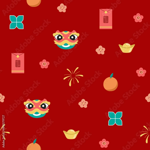Fototapeta Chinese New Year Seamless Pattern Design