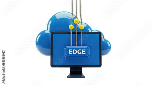 Fototapeta Cloud Computing and Edge Computing Concept Illustration