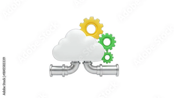 Obraz Cloud Computing Concept with Gears and Pipes