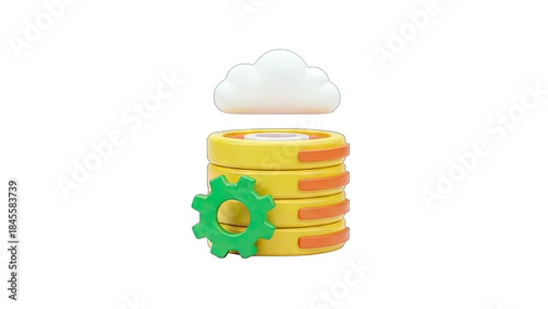 Fototapeta Cloud Database with Gear: Data Processing Concept