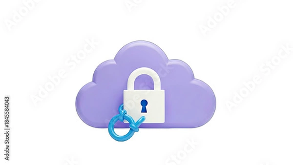 Fototapeta Cloud Security: Padlock Protecting Cloud Data