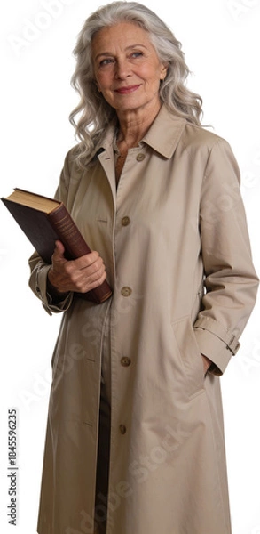 Obraz 60대은발여성의우아한독서시간