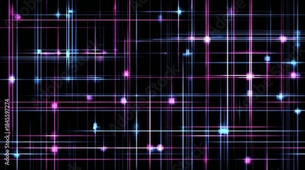 Obraz Cyber Grid Background: Glowing Neon Lines & Lights
