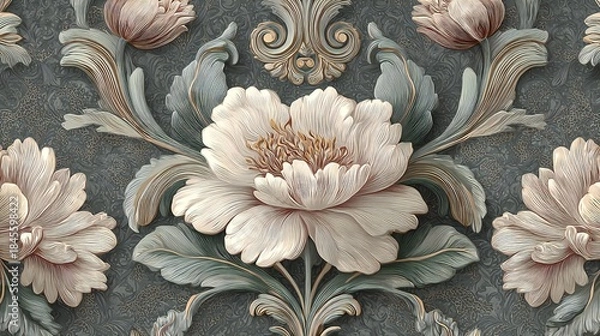 Obraz Elegant Floral Relief Pattern Decorative Design
