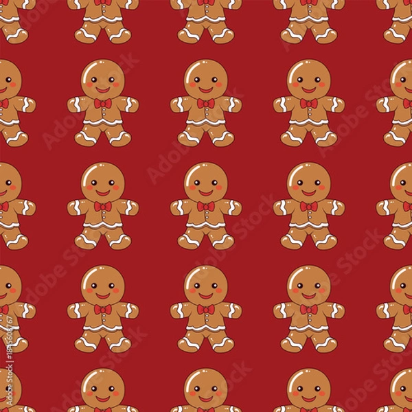 Obraz Gingerbread man christmas seamless pattern.