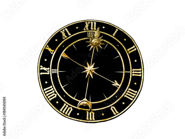 Obraz Medieval clock face isolated on white background