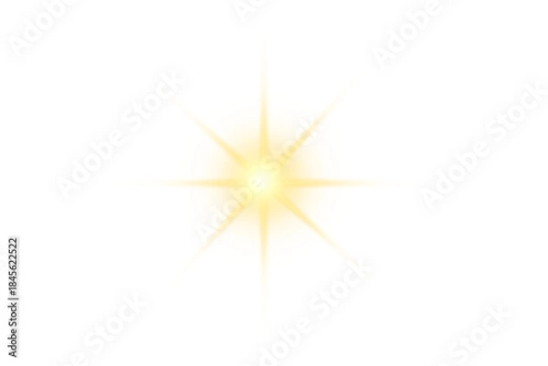 Obraz Yellow sparkle light effect isolated on transparent background