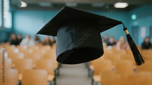 Obraz Graduation cap floating in lecture hall